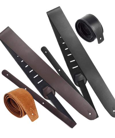 Black Leather Guitar Strap – Custom Print